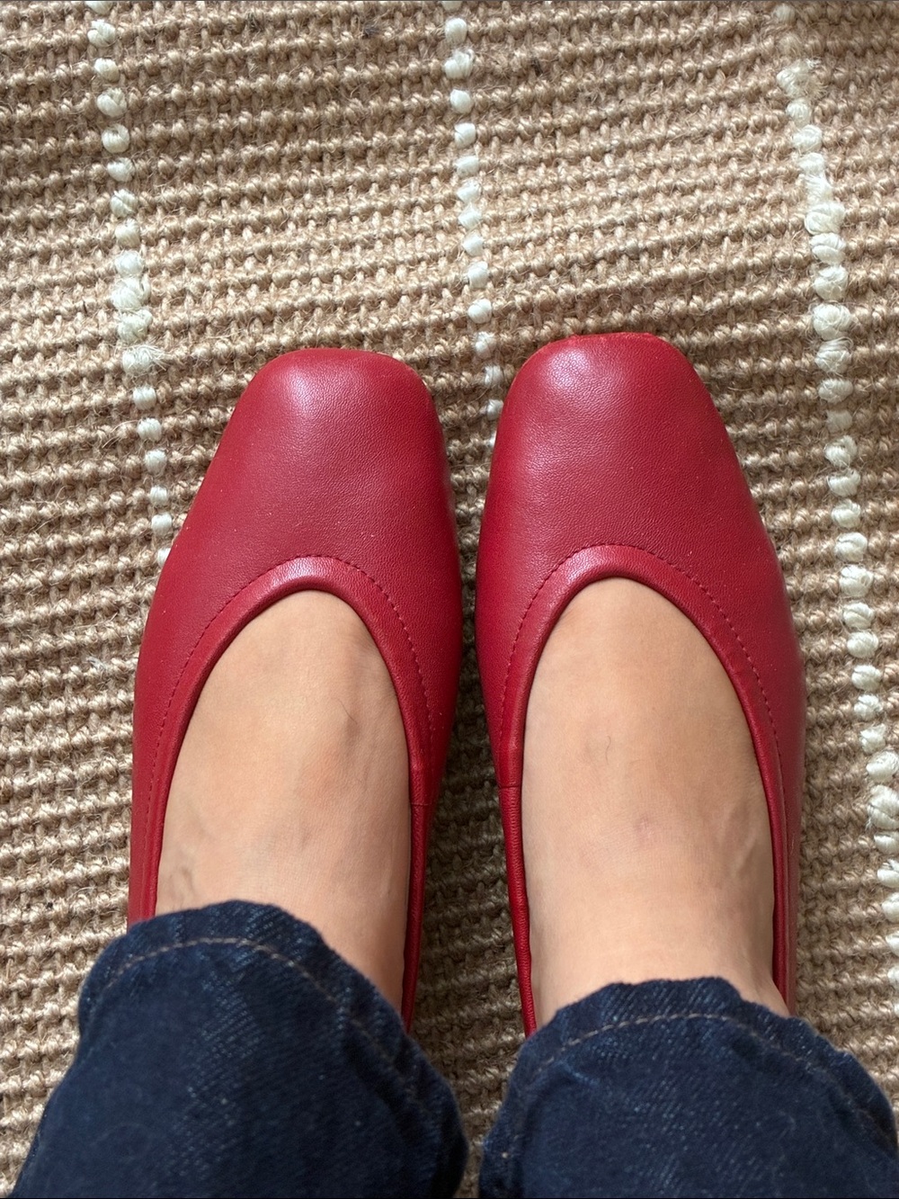 Corso Como Red Square-Toe Leather Flats